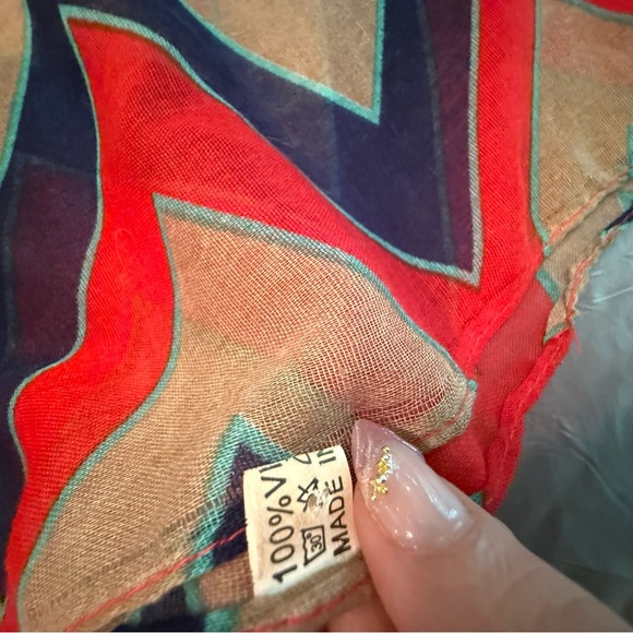 Etcetera by Carlisle Red/Tan/Navy/Teal Infinity Chevron Scarf Wrap - Picture 3 of 6